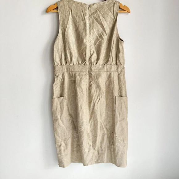Maeve Flaxen Canvas Metallic Finish Sleeveless Patch Pocket Dress 2 - Picture 6 of 6